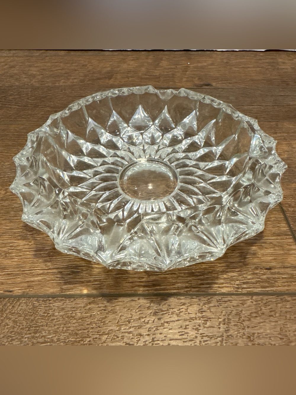 Libbey Glass CLASSIC Clear Ashtray Large 6.75" Wide Diamond Cut Heavy